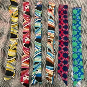 (6) Plaid Print Small Silk Scarf